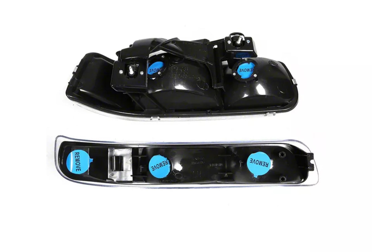 99-02 CHEVY Headlights - Clear Corners-Black Housing-Clear Lens 1500 2500