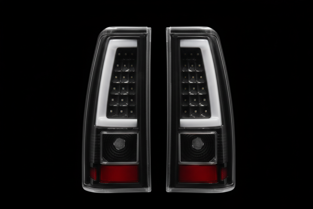 Black LED tail lights pair