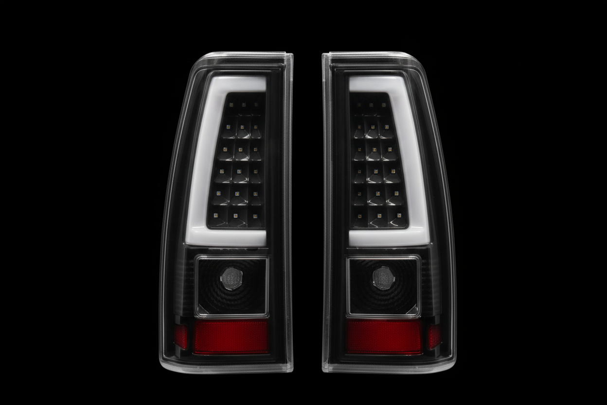 Black LED tail lights pair