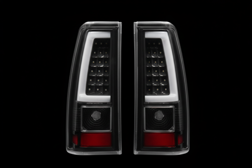 Black LED tail lights pair