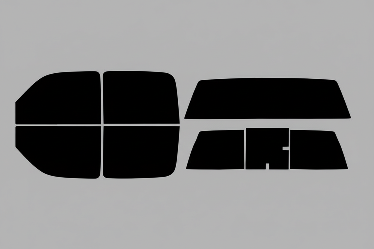 Complete window tint template set on grey background