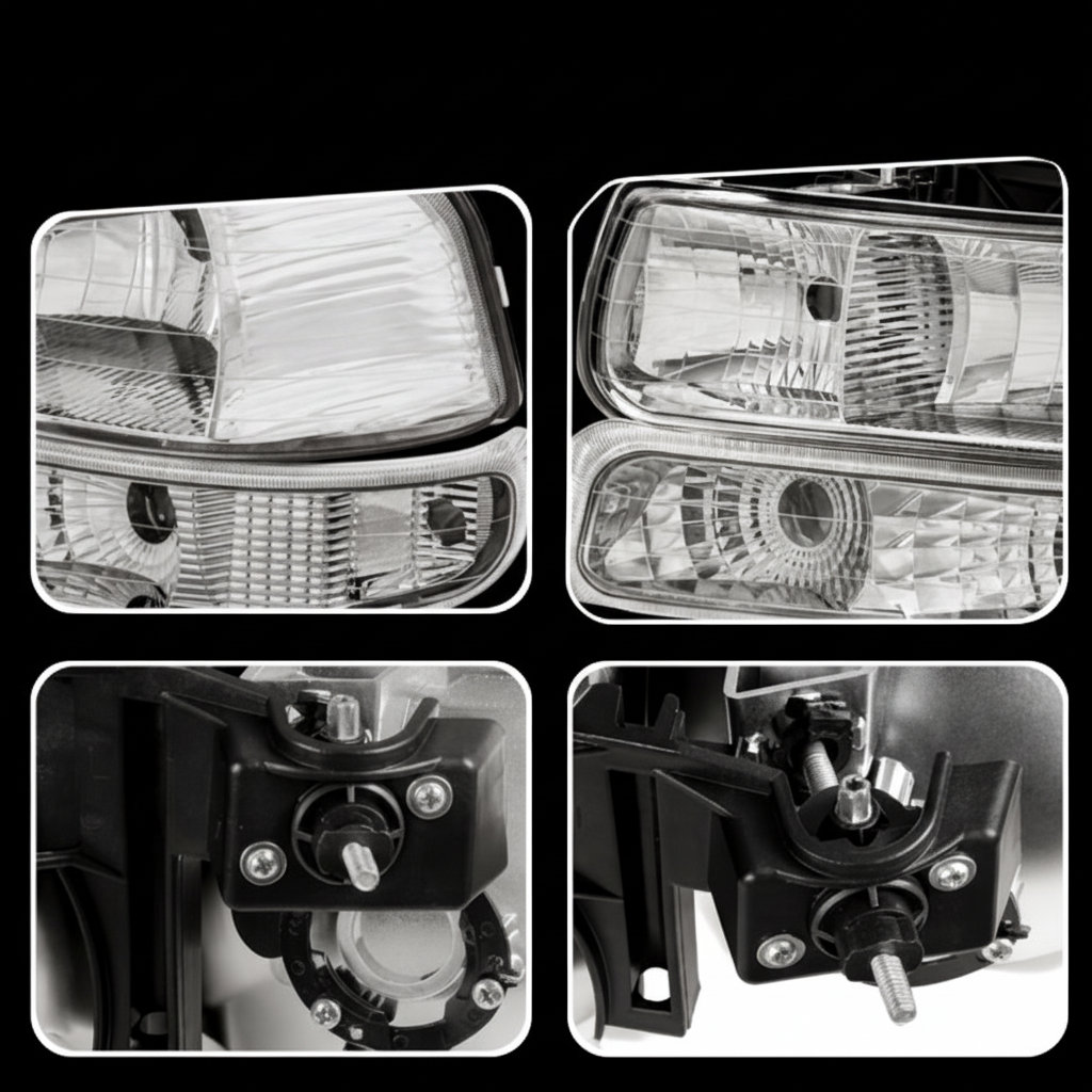 Headlight detail shots with black background