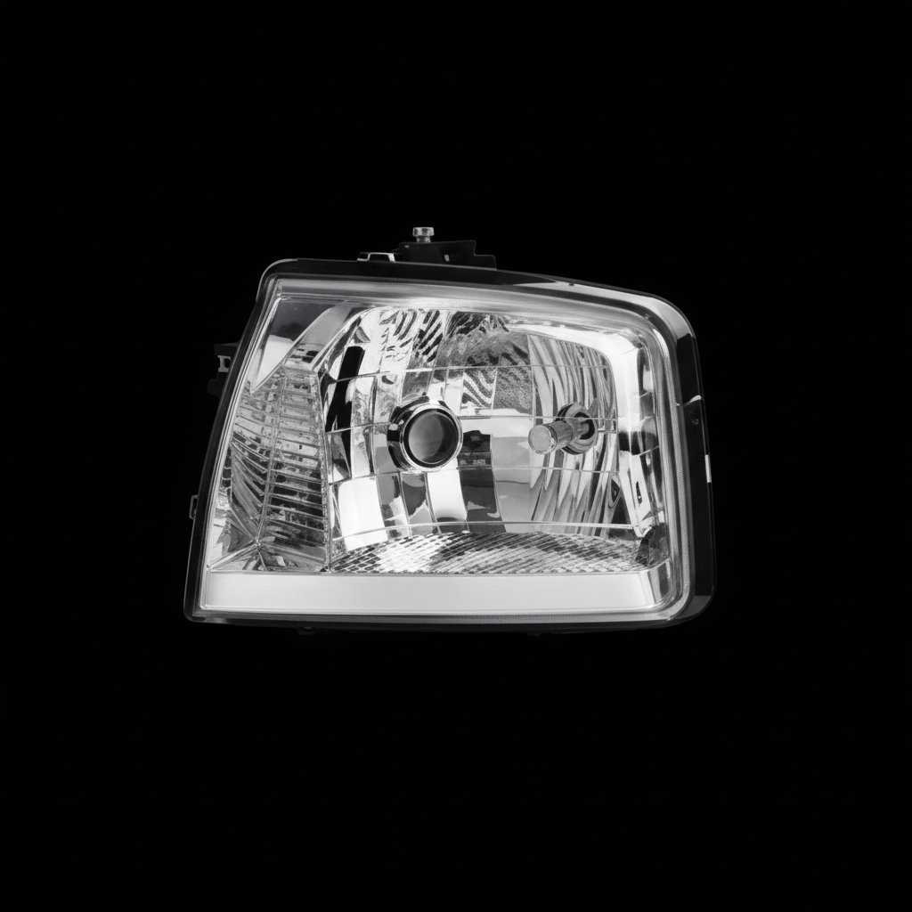 Headlight internal detail on black background