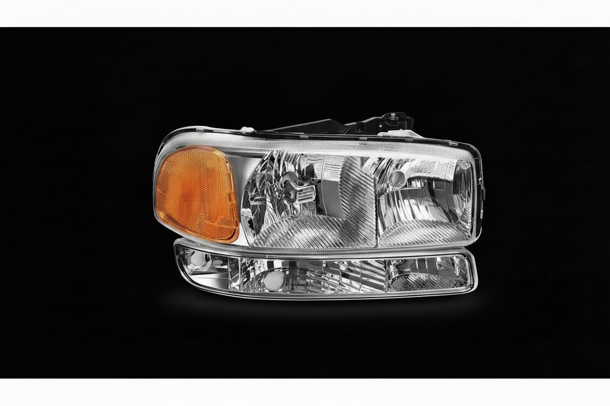 Headlights with black background - labeled view