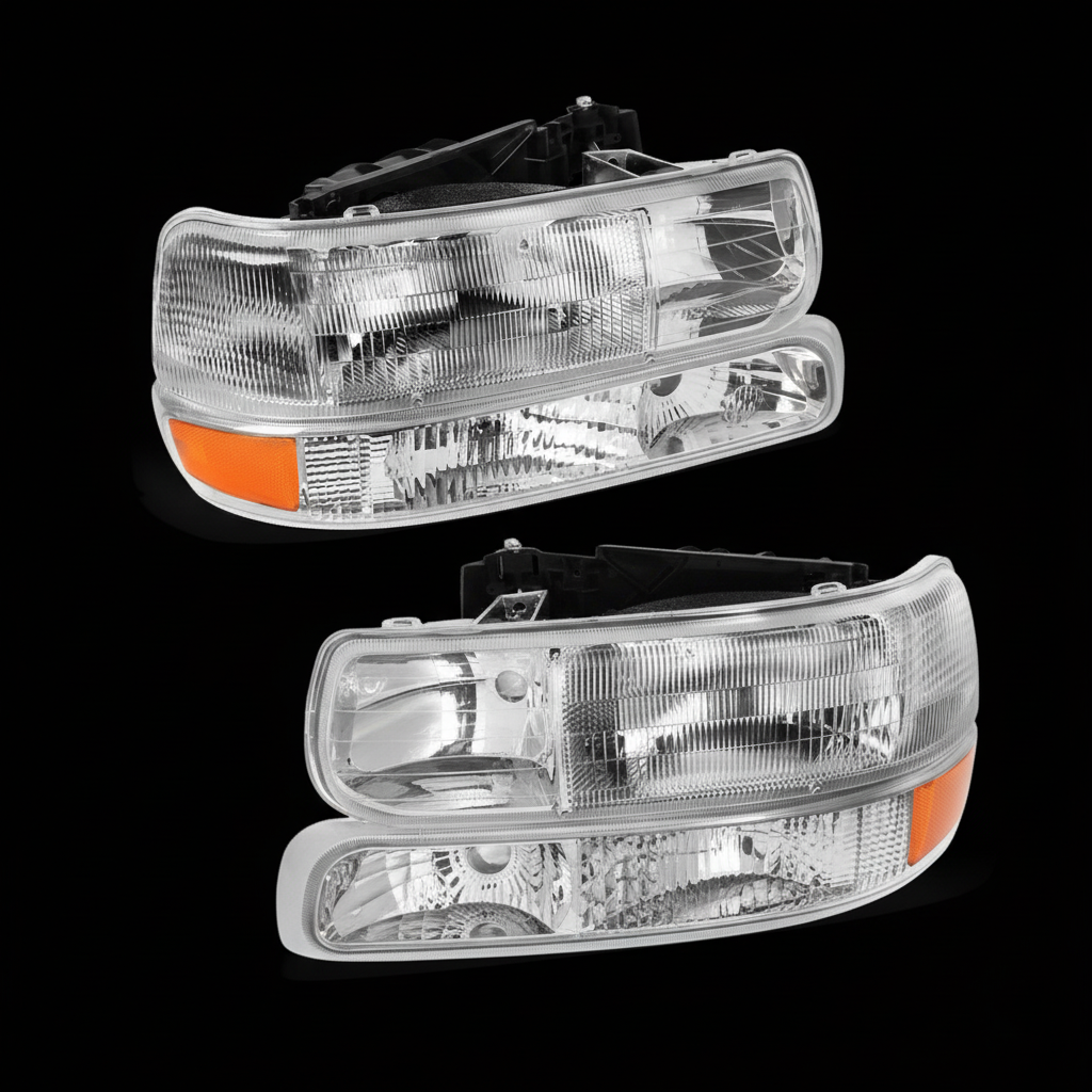 Stacked headlights with black background