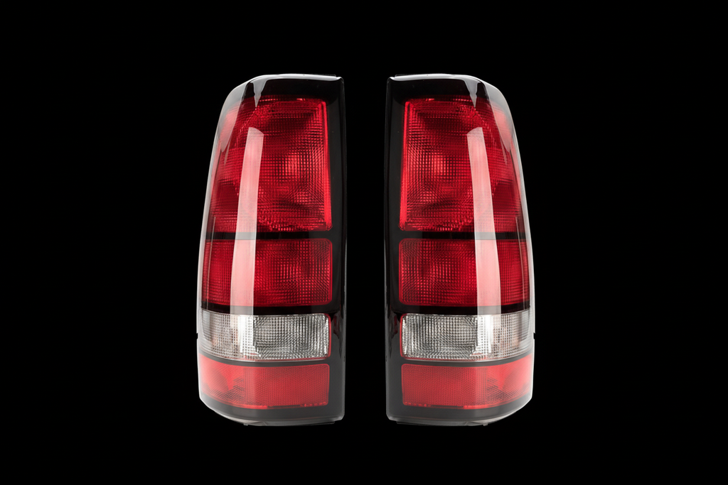 Tail lights pair on black background