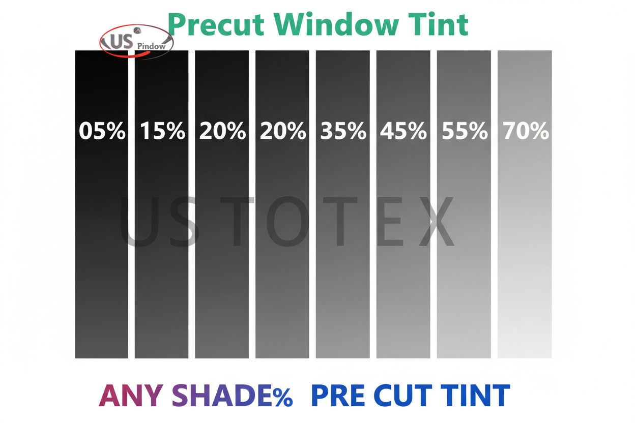 Window tint shade chart with white background