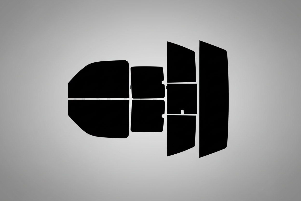 Window tint template on grey background